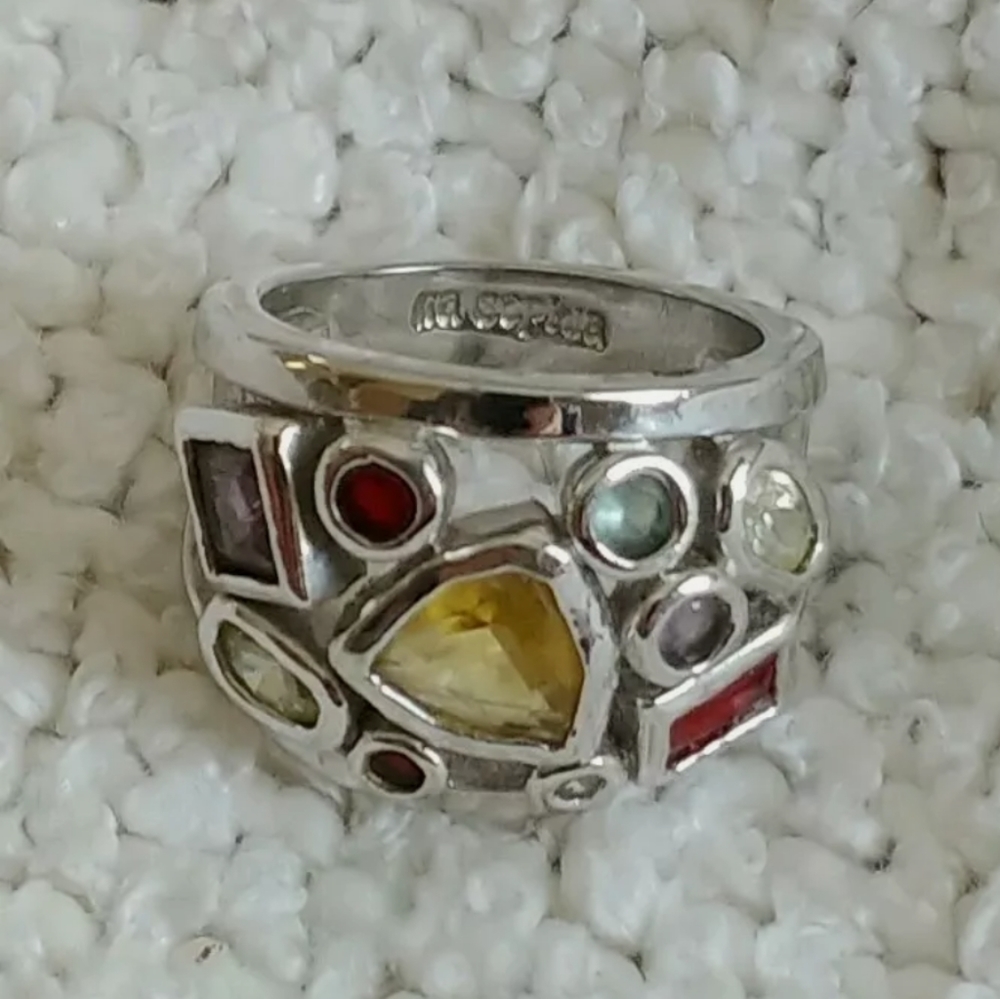 Lia Sophia Multi Gemstone Cluster Band Ring Size 6 RETIRED Original Retail $100+